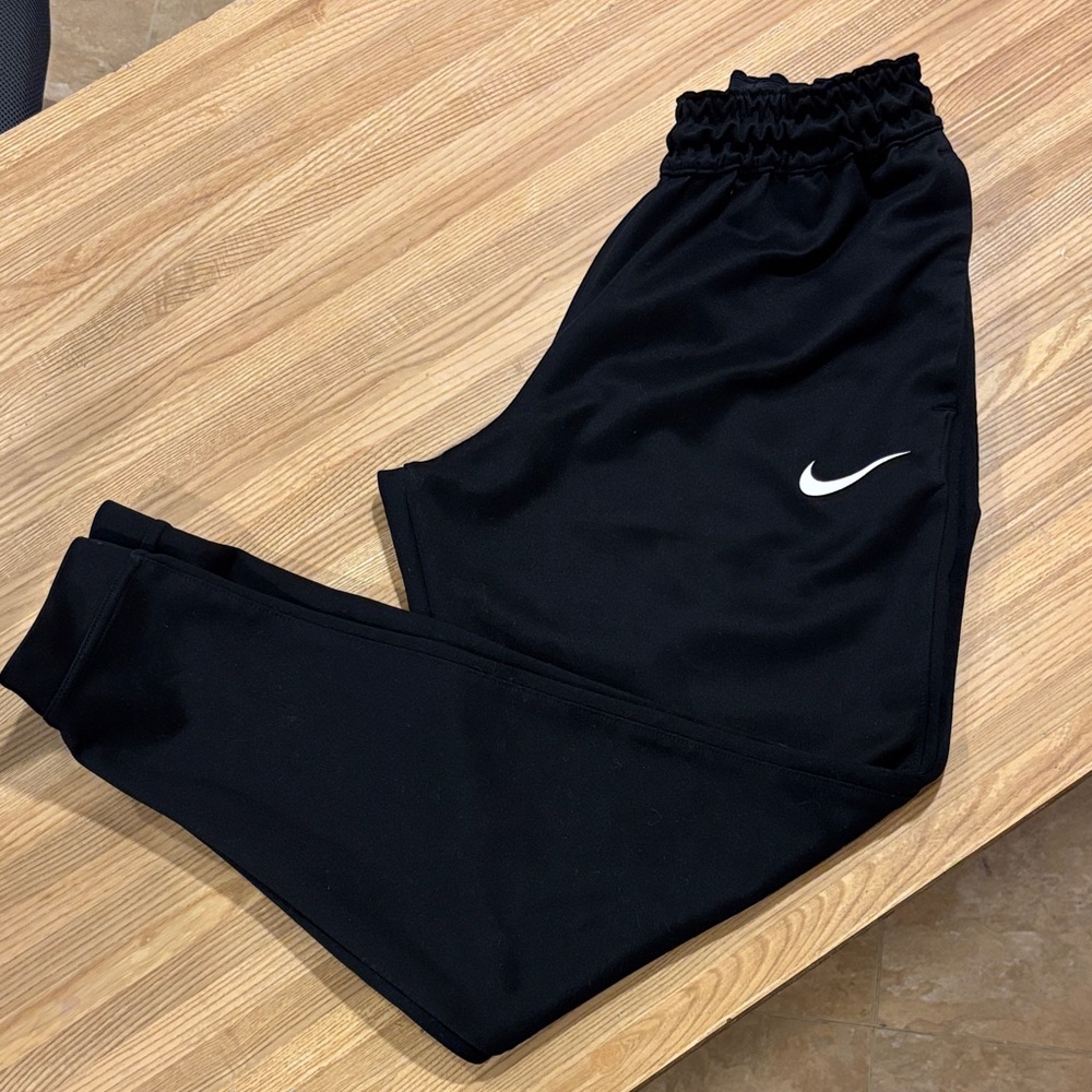 Nike Black Jogger Track Pants with White Swoosh Logo